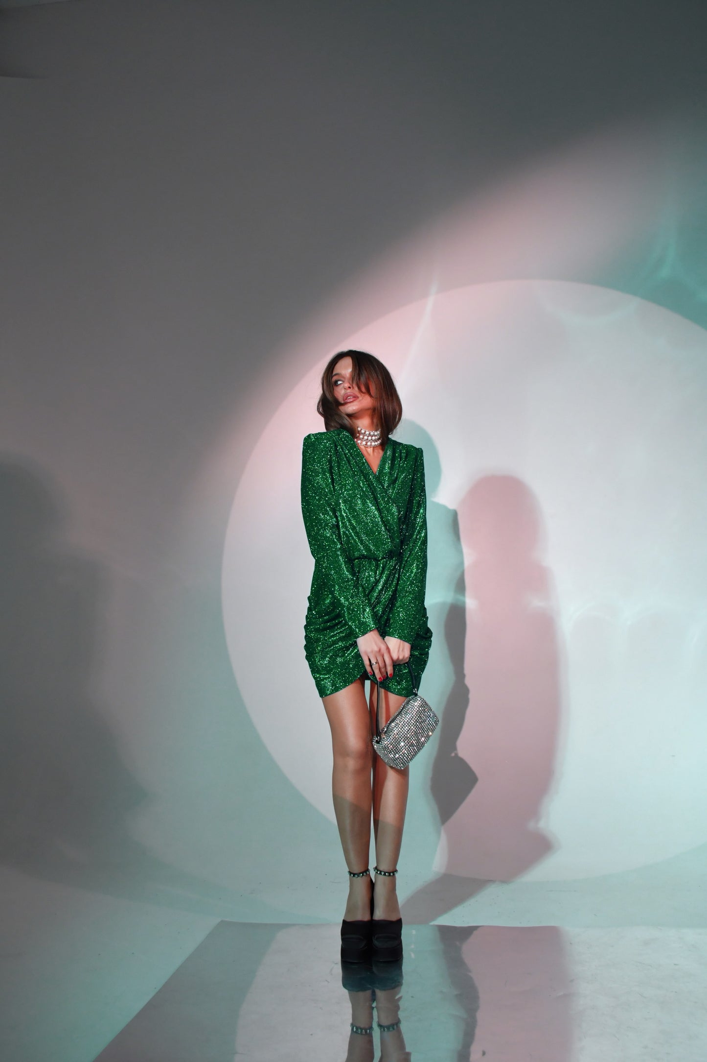 Shiny Dress with Asymmetrical Skirt