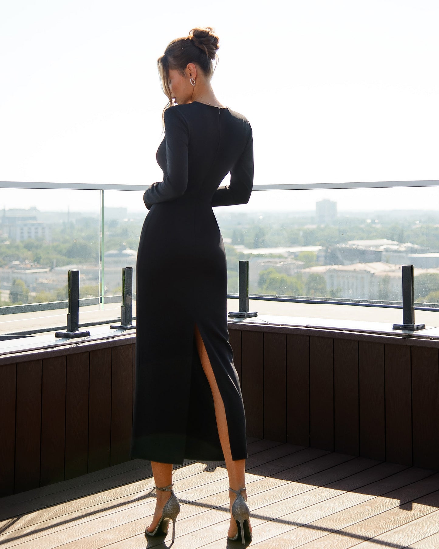 Cut-Out Neck Midi Dress
