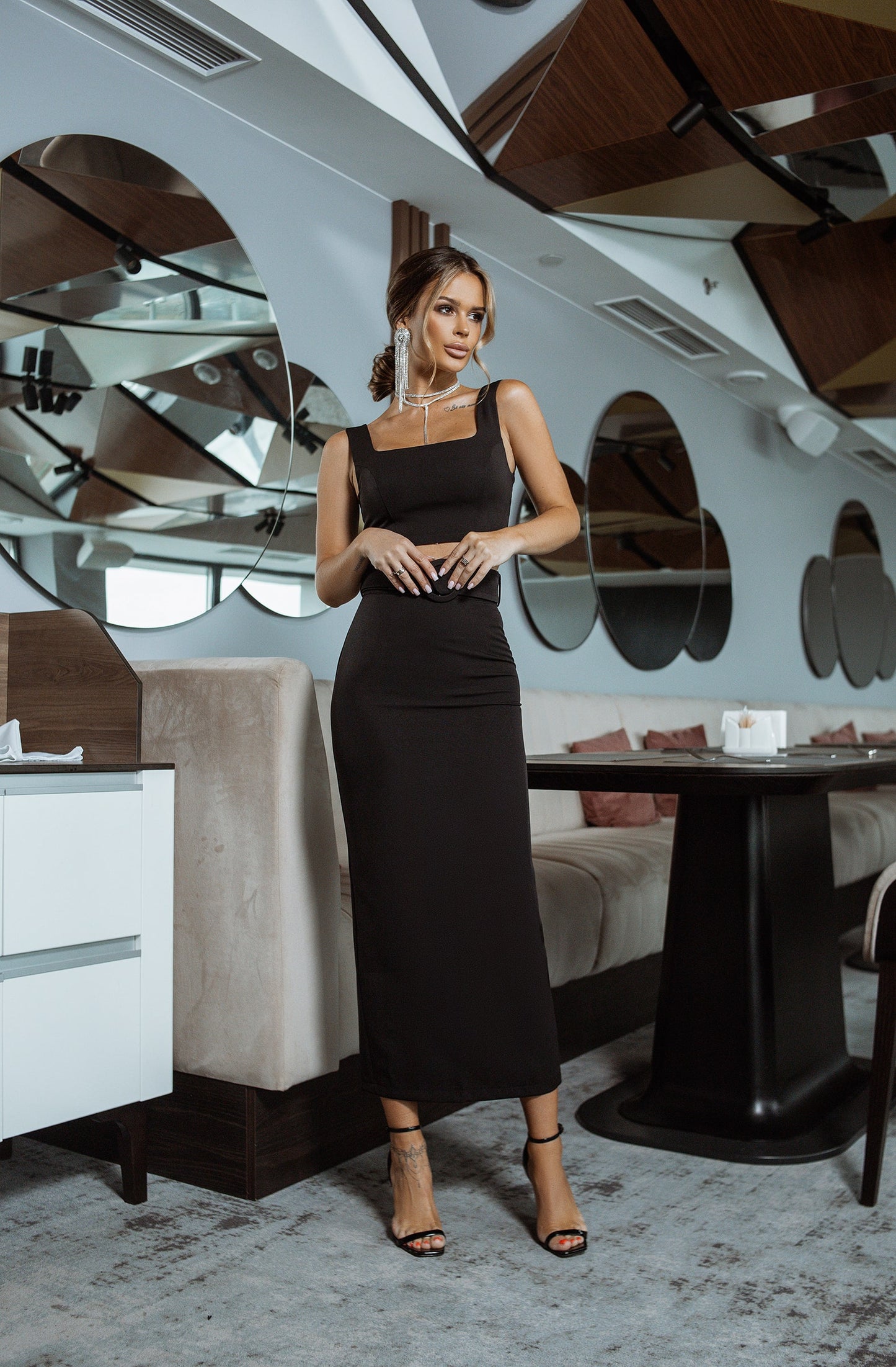 Sleeveless Top & Midi Skirt 2-Piece Set