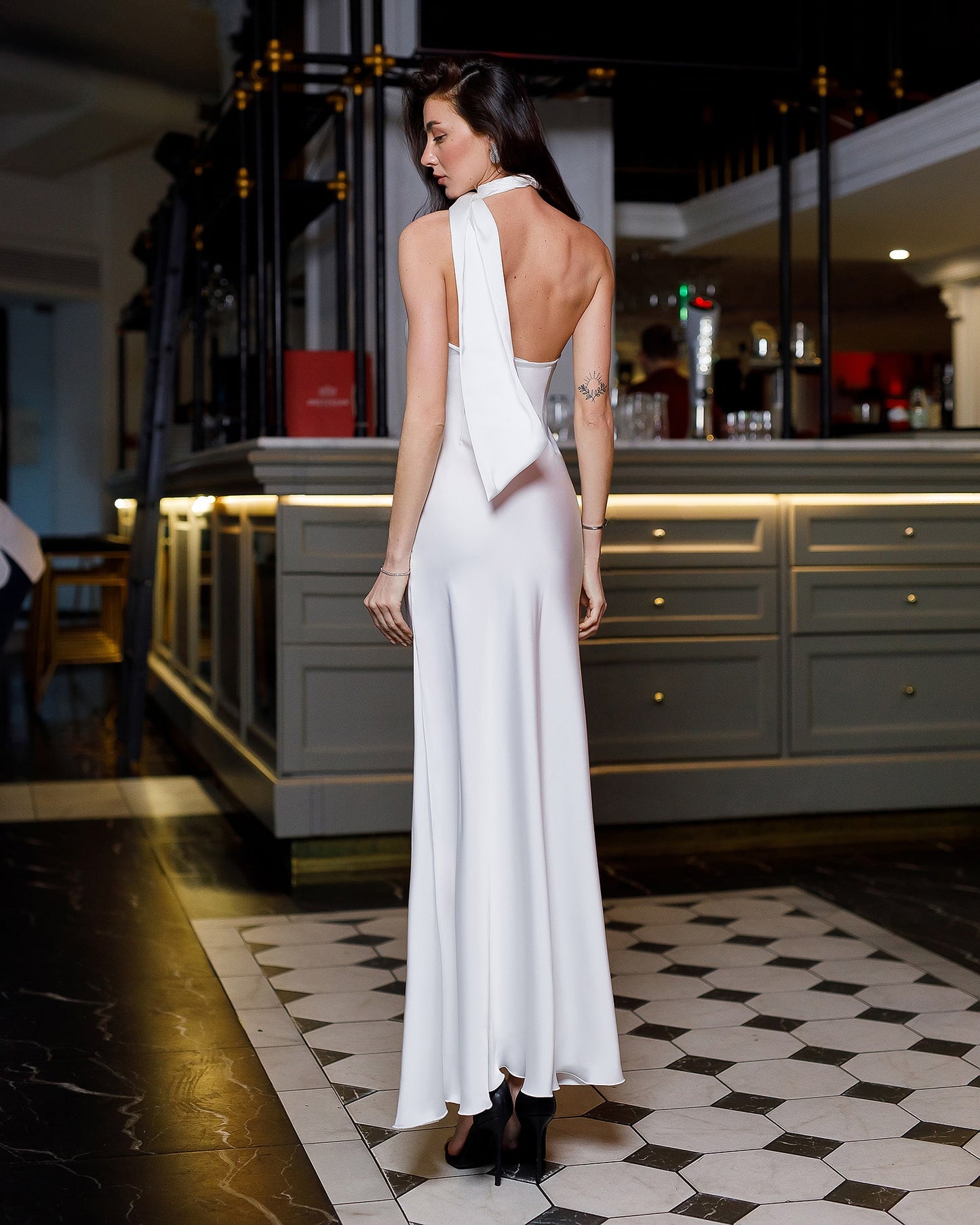 Monica Halter Neck Satin Maxi Dress