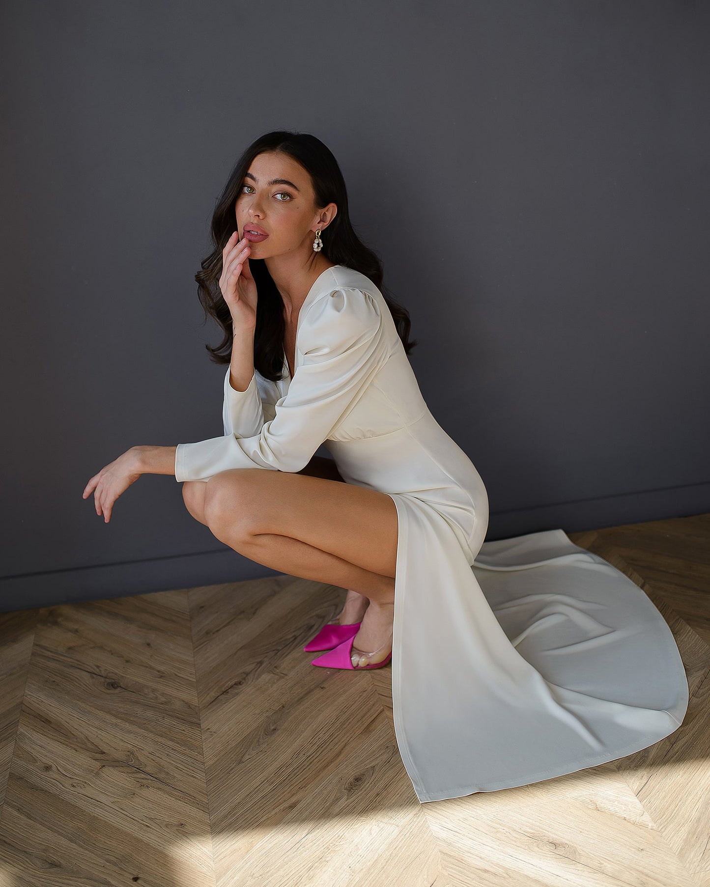 V-neck Puff Sleeve Maxi Dress