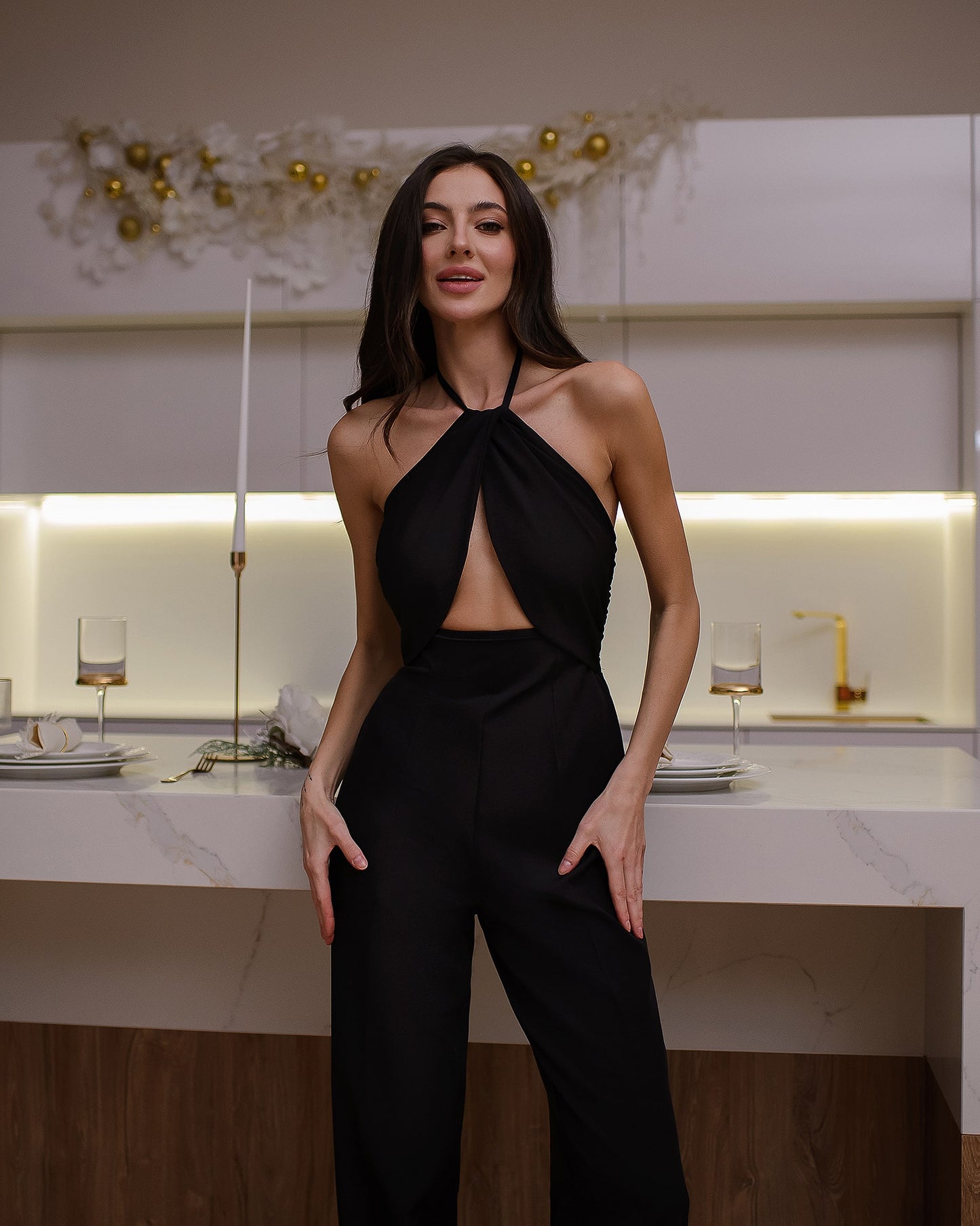 Bow Top Backless Jumpsuit