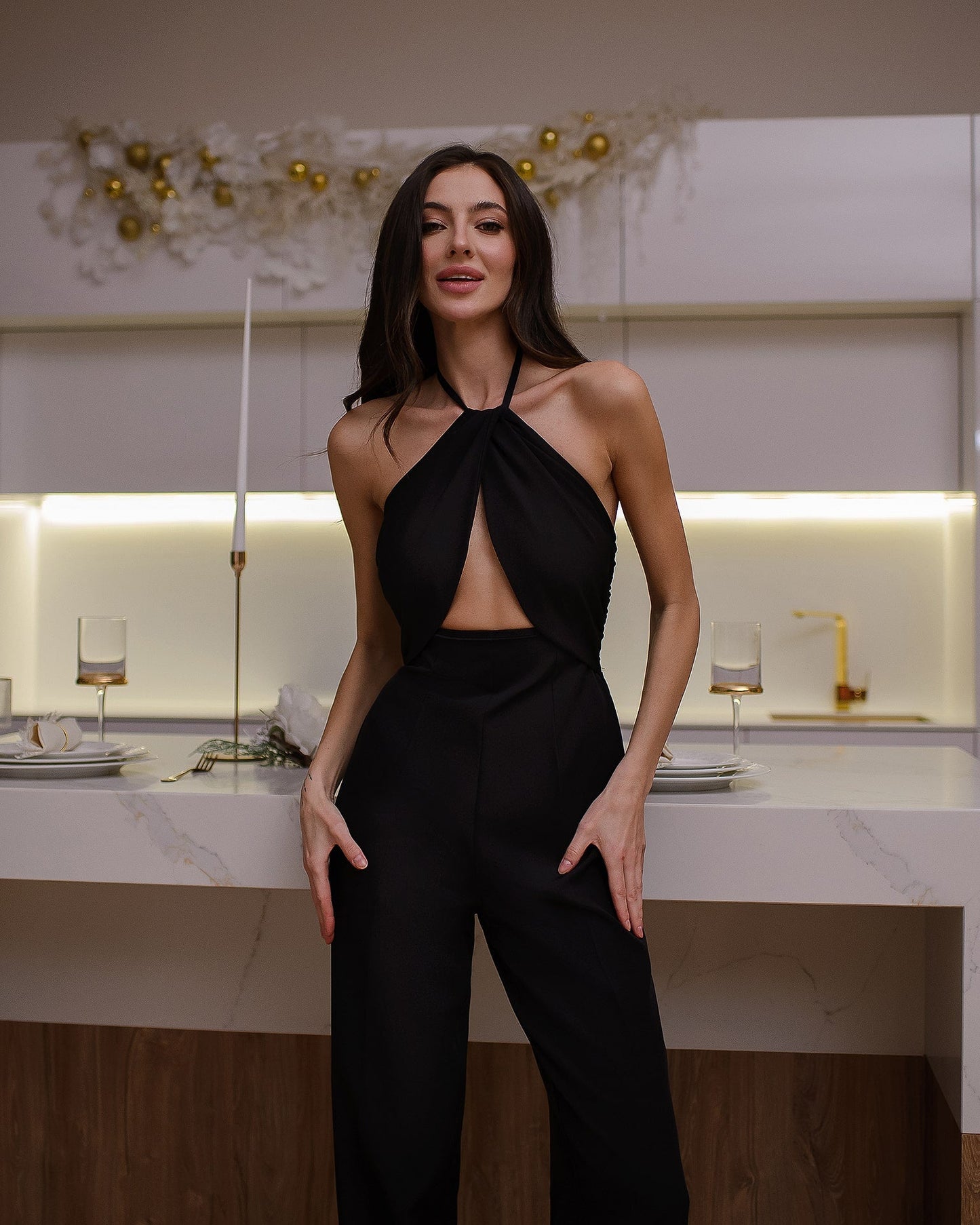 Bow Top Backless Jumpsuit