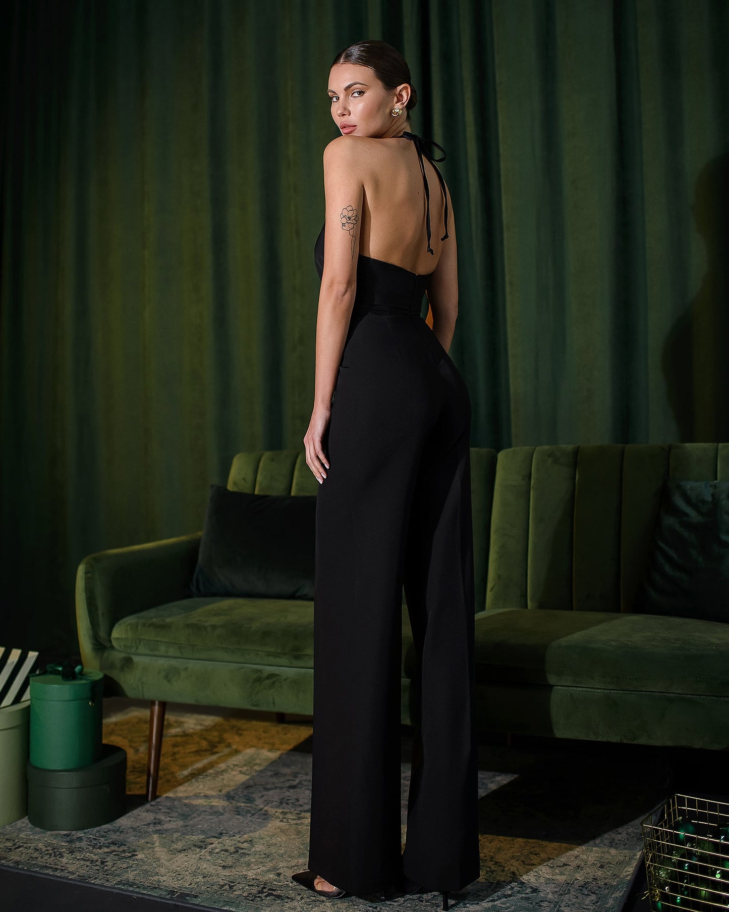 Bow Top Backless Jumpsuit