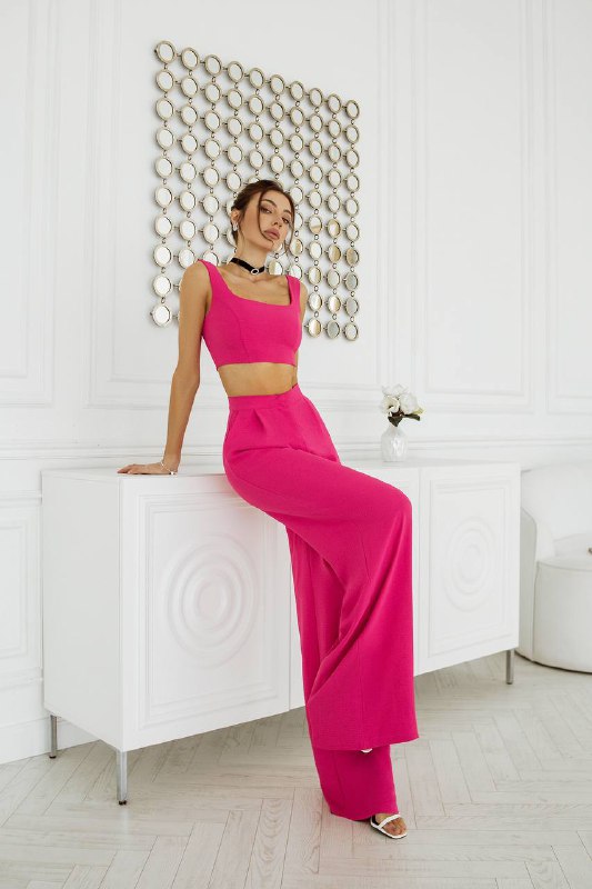 Sleeveless Top & Wide-Leg Pants 2-Piece Set
