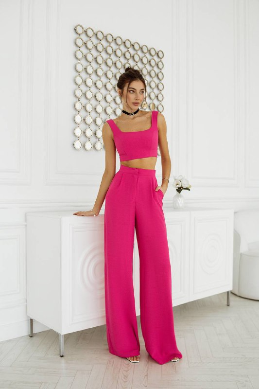 Sleeveless Top & Wide-Leg Pants 2-Piece Set
