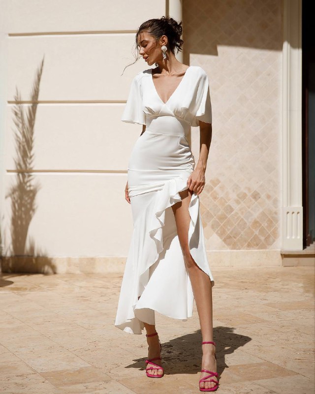 V-Neck Midi Dress