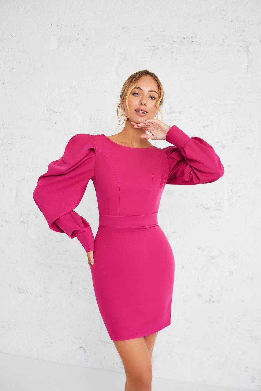 Backless Puff Sleeve Mini Dress