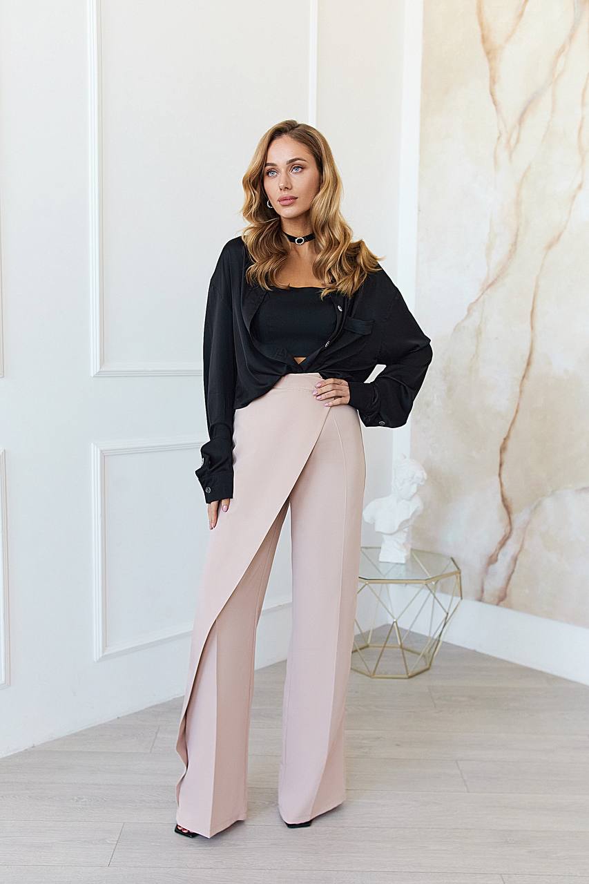Wrap High Waisted Regular Fit Pants