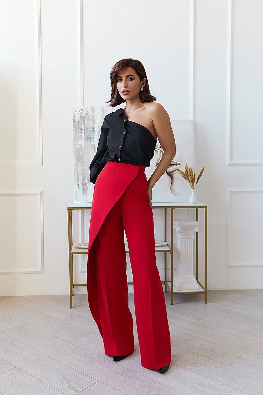 Wrap High Waisted Regular Fit Pants