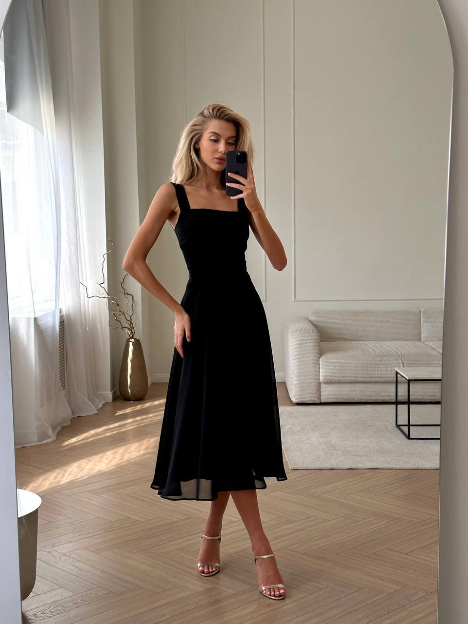 Sleeveless Chiffon Midi Dress