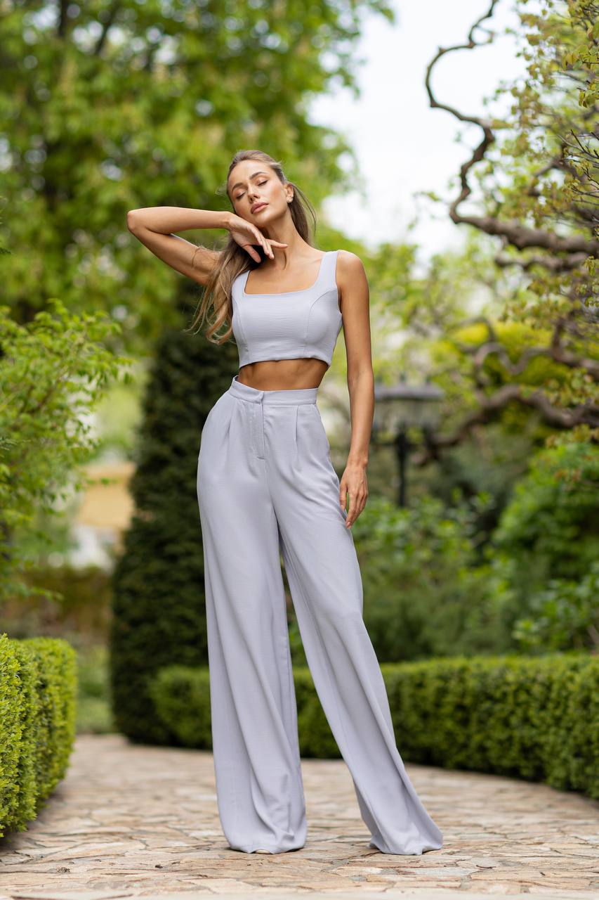 Sleeveless Top & Wide-Leg Pants 2-Piece Set
