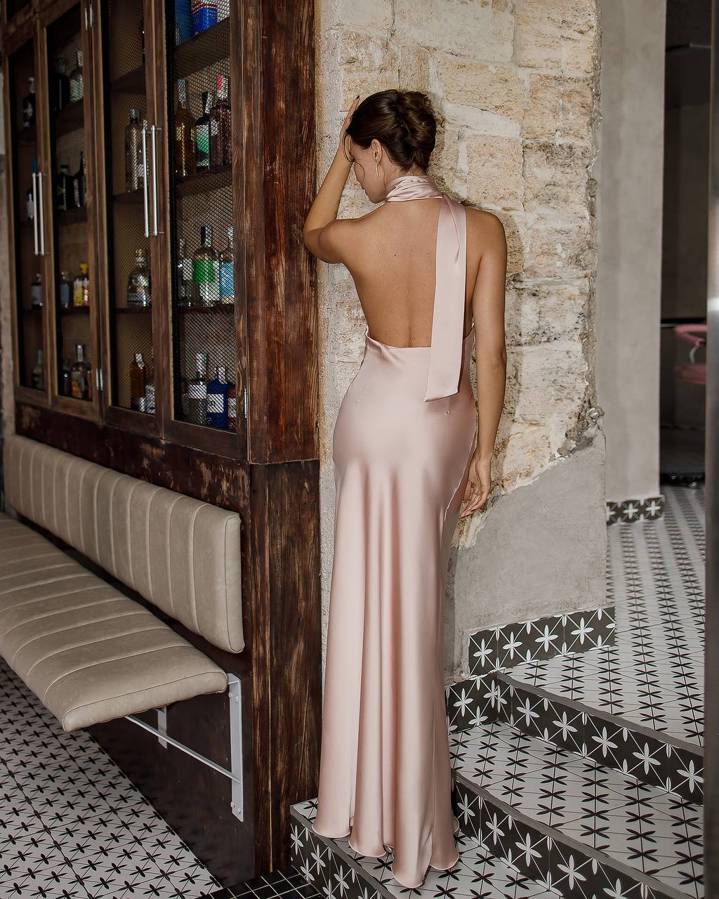 Monica Halter Neck Satin Maxi Dress