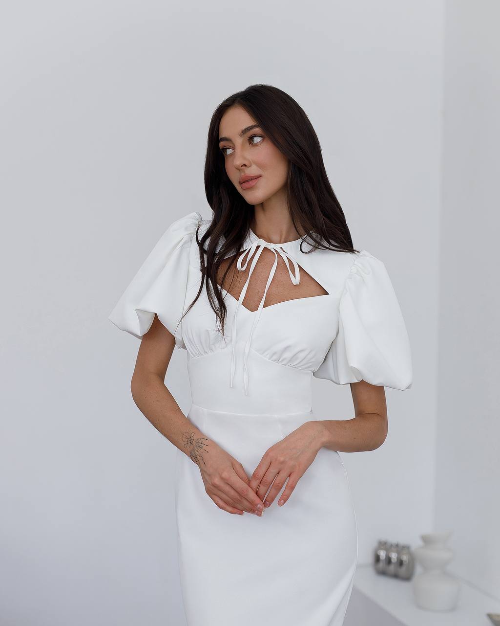 Julie Puff-Sleeve Midi Dress