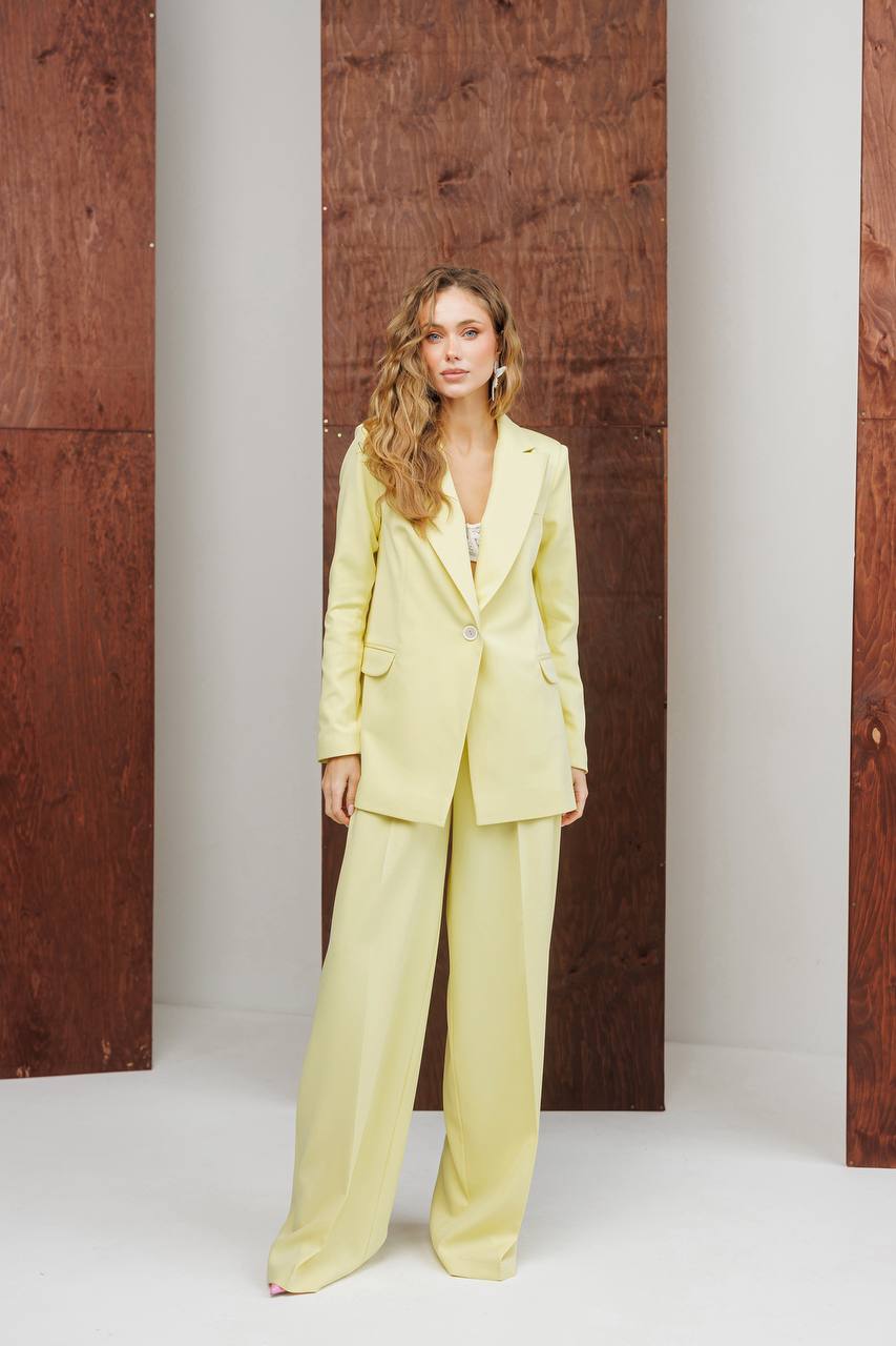 Single-Breasted Wide-Leg Suit 2-Piece