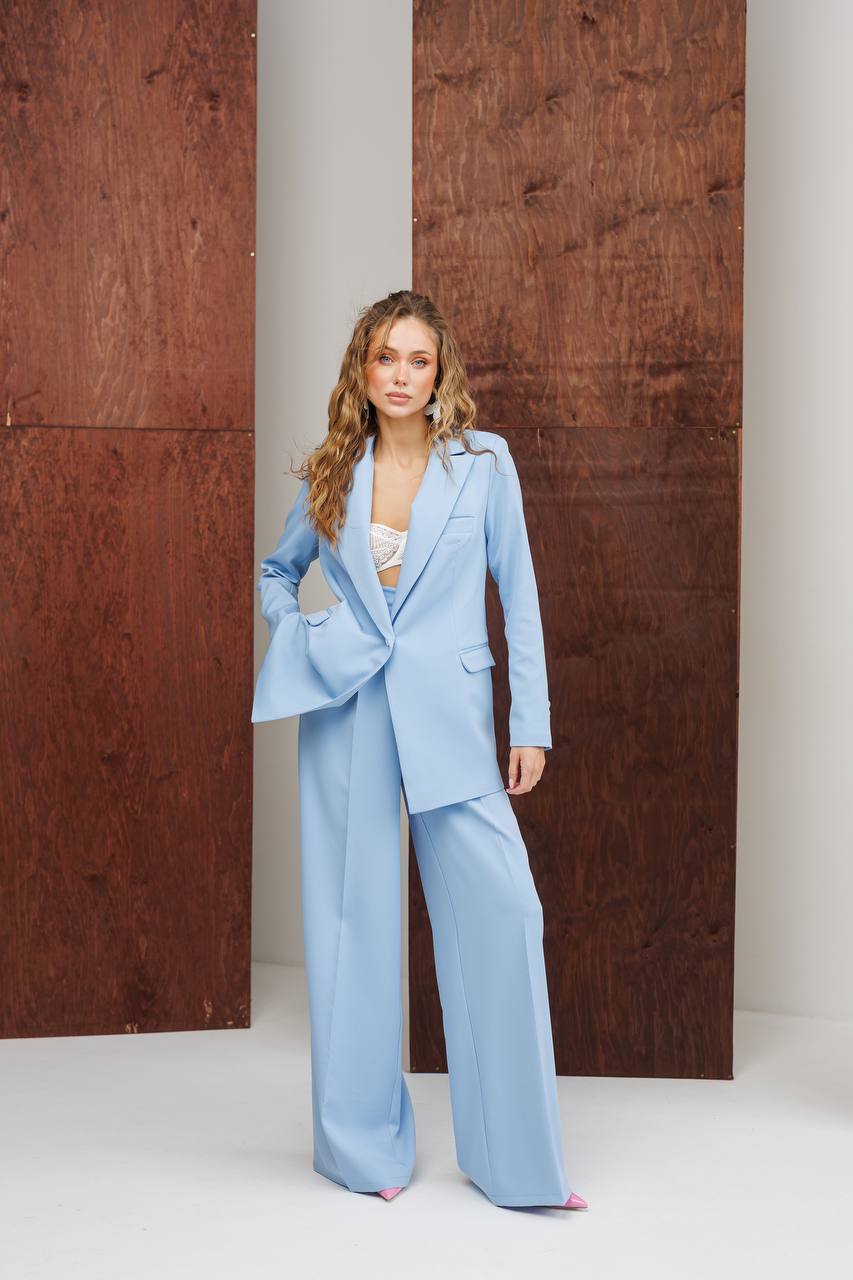 Single-Breasted Wide-Leg Suit 2-Piece