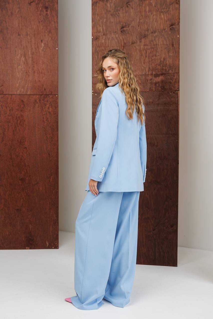 Single-Breasted Wide-Leg Suit 2-Piece