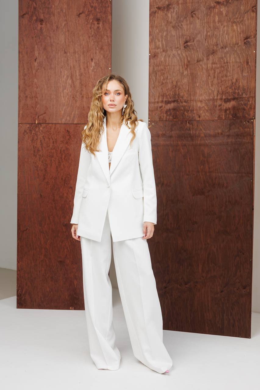 Single-Breasted Wide-Leg Suit 2-Piece