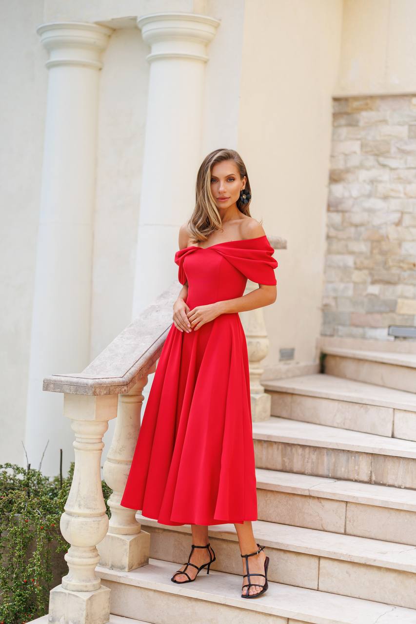 Off-The-Shoulder Midi Dress