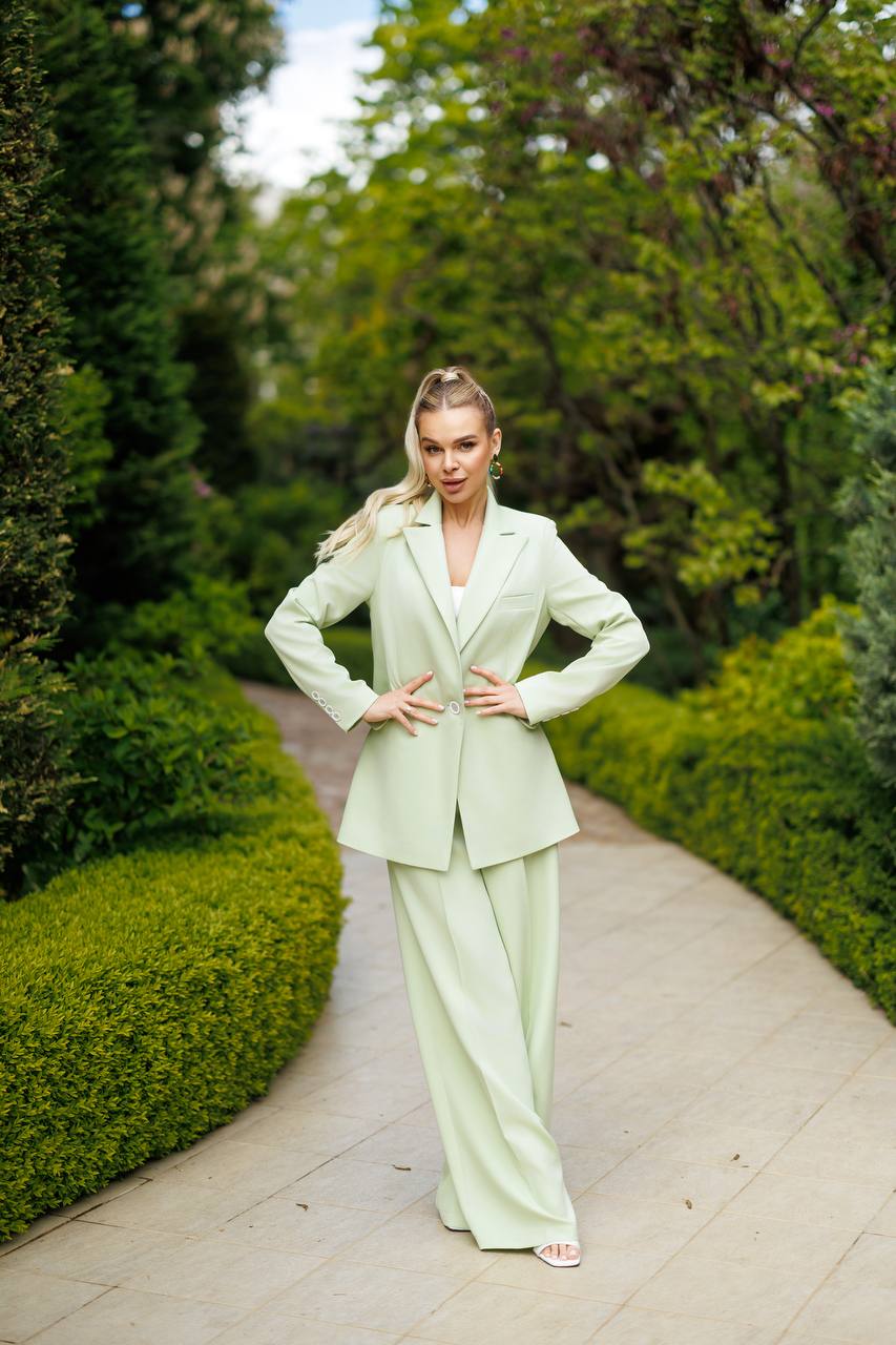 Single-Breasted Wide-Leg Suit 2-Piece
