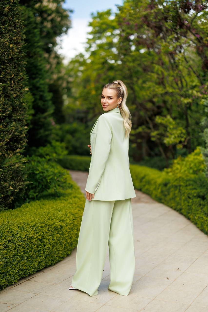 Single-Breasted Wide-Leg Suit 2-Piece