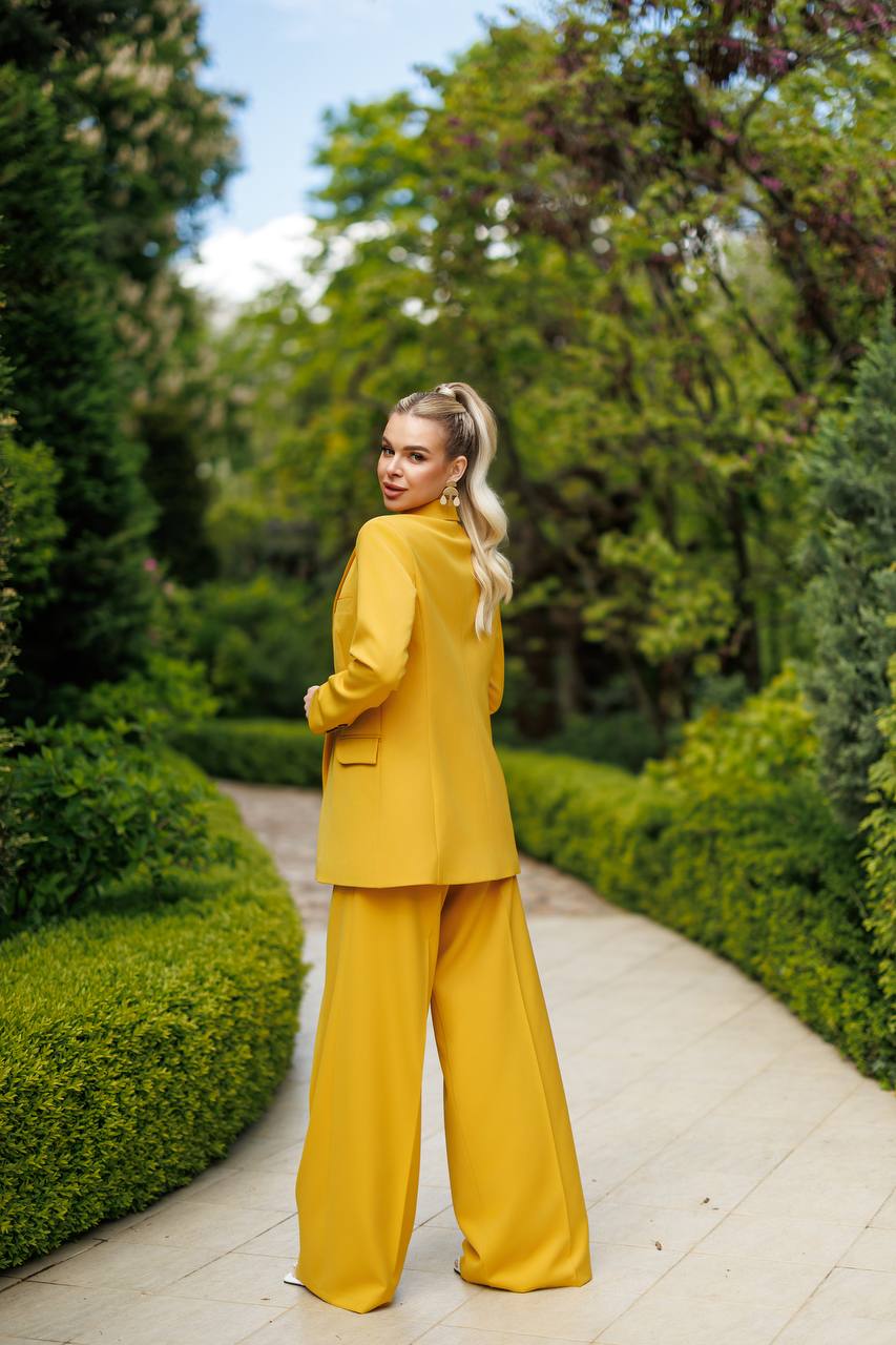 Single-Breasted Wide-Leg Suit 2-Piece