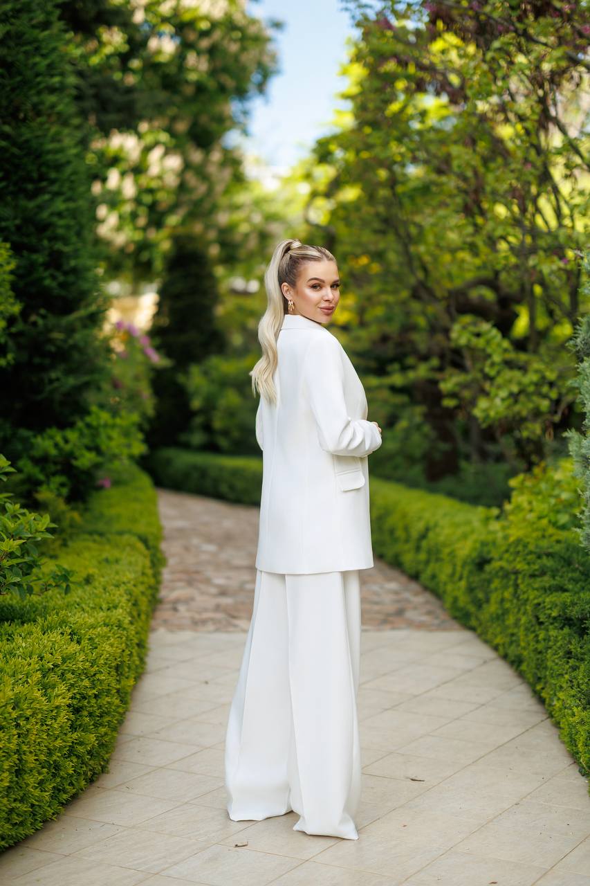 Single-Breasted Wide-Leg Suit 2-Piece