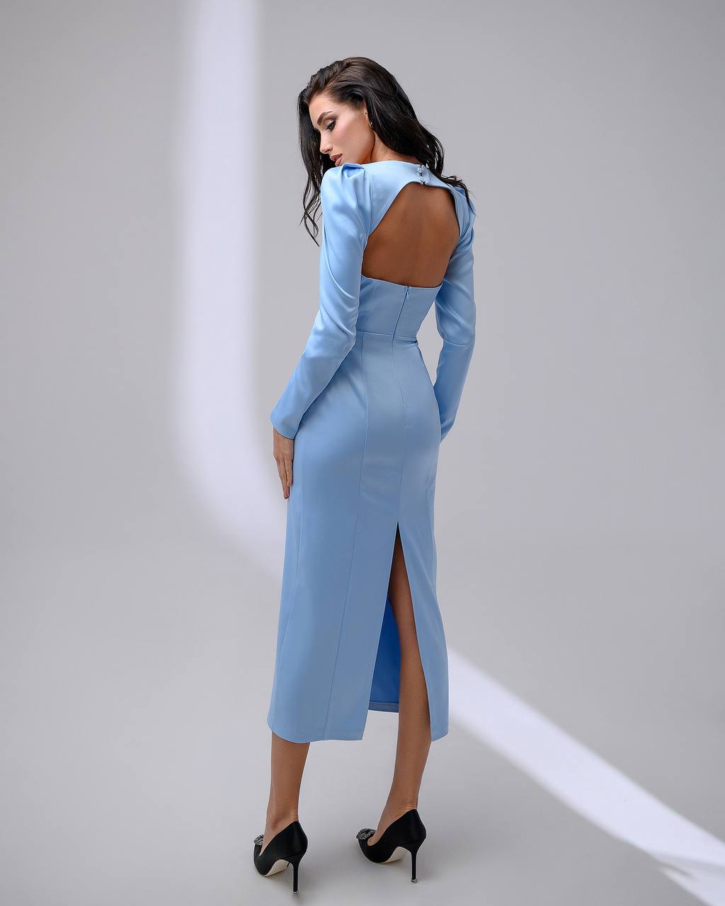 Square Neck Backless Midi Dress