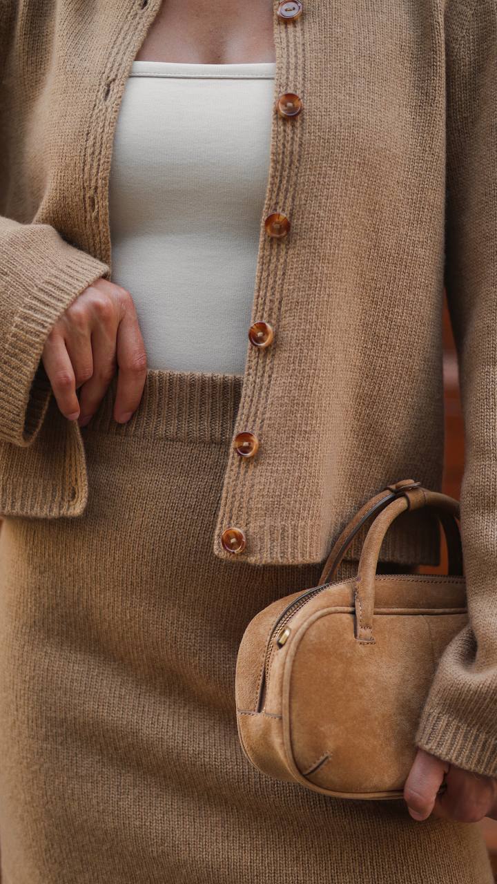 Button Cardigan and Mini Skirt Set