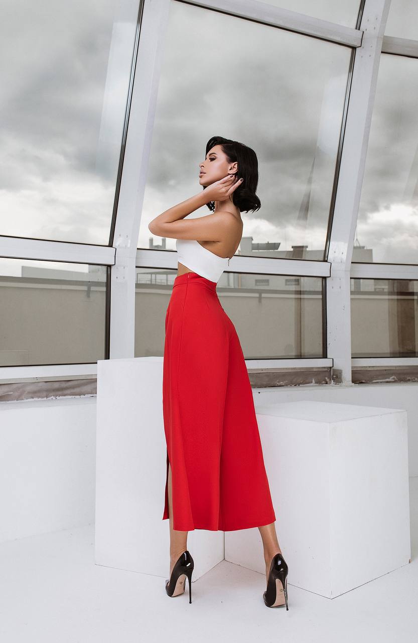 High Waist Slit Cuff Сulottes