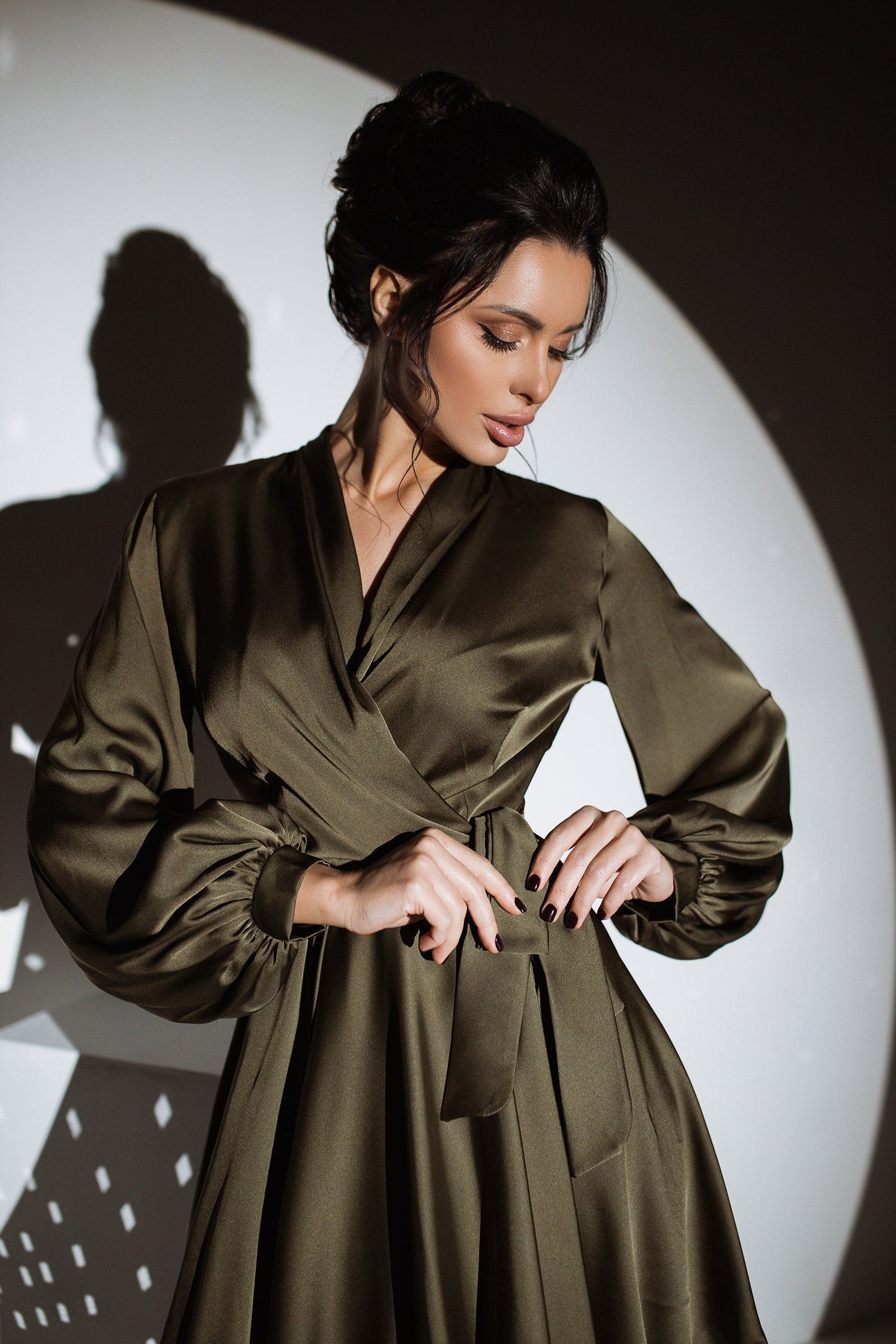 Silk Dress Mini A-line Long Sleeve