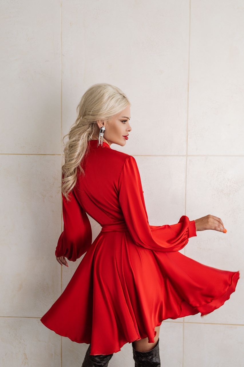 Silk Dress Mini A-line Long Sleeve
