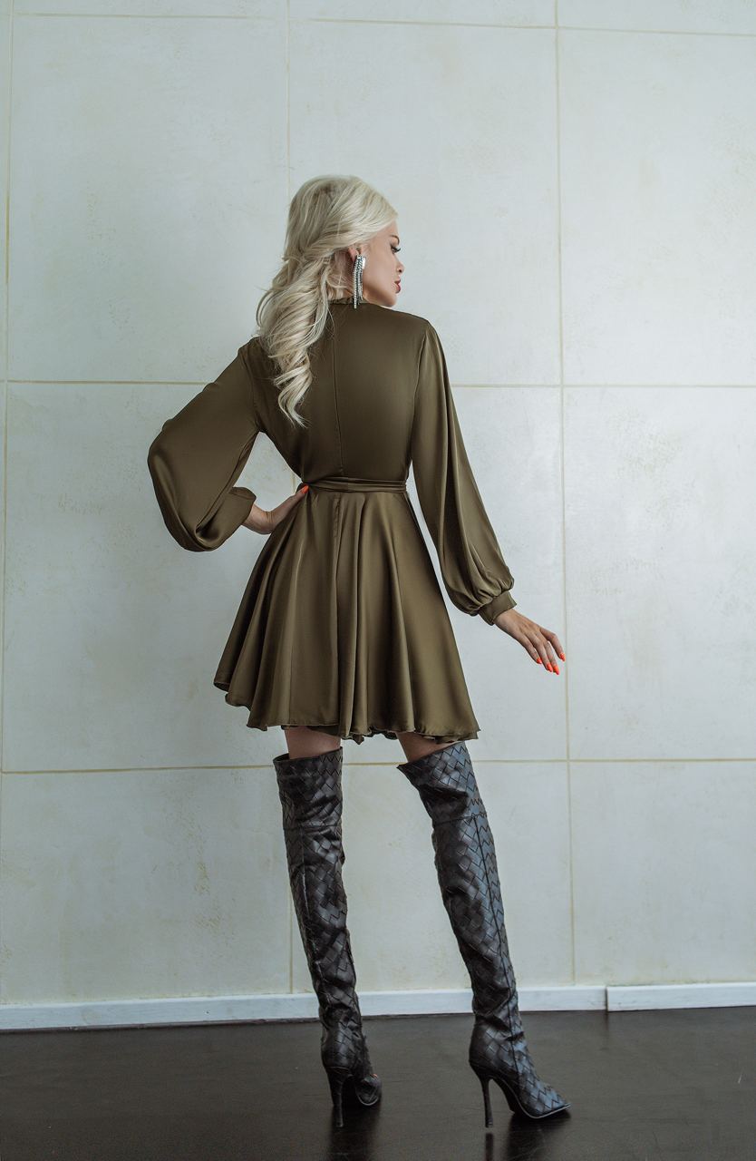 Silk Dress Mini A-line Long Sleeve