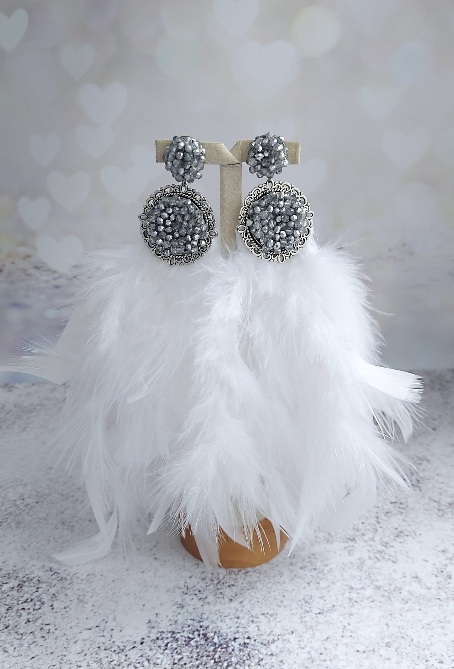 Long Stud Earrings With Feathers