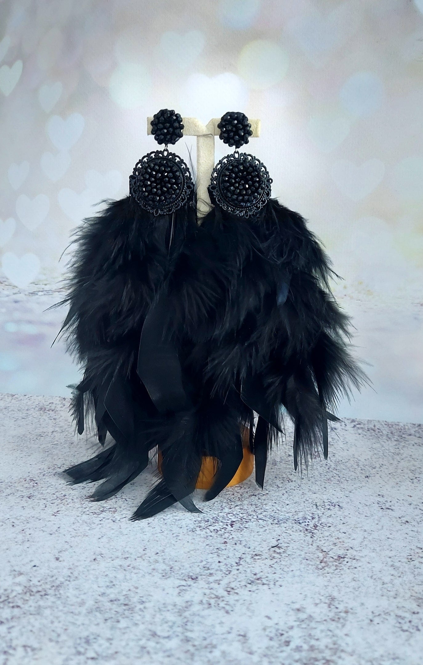 Long Stud Earrings With Feathers