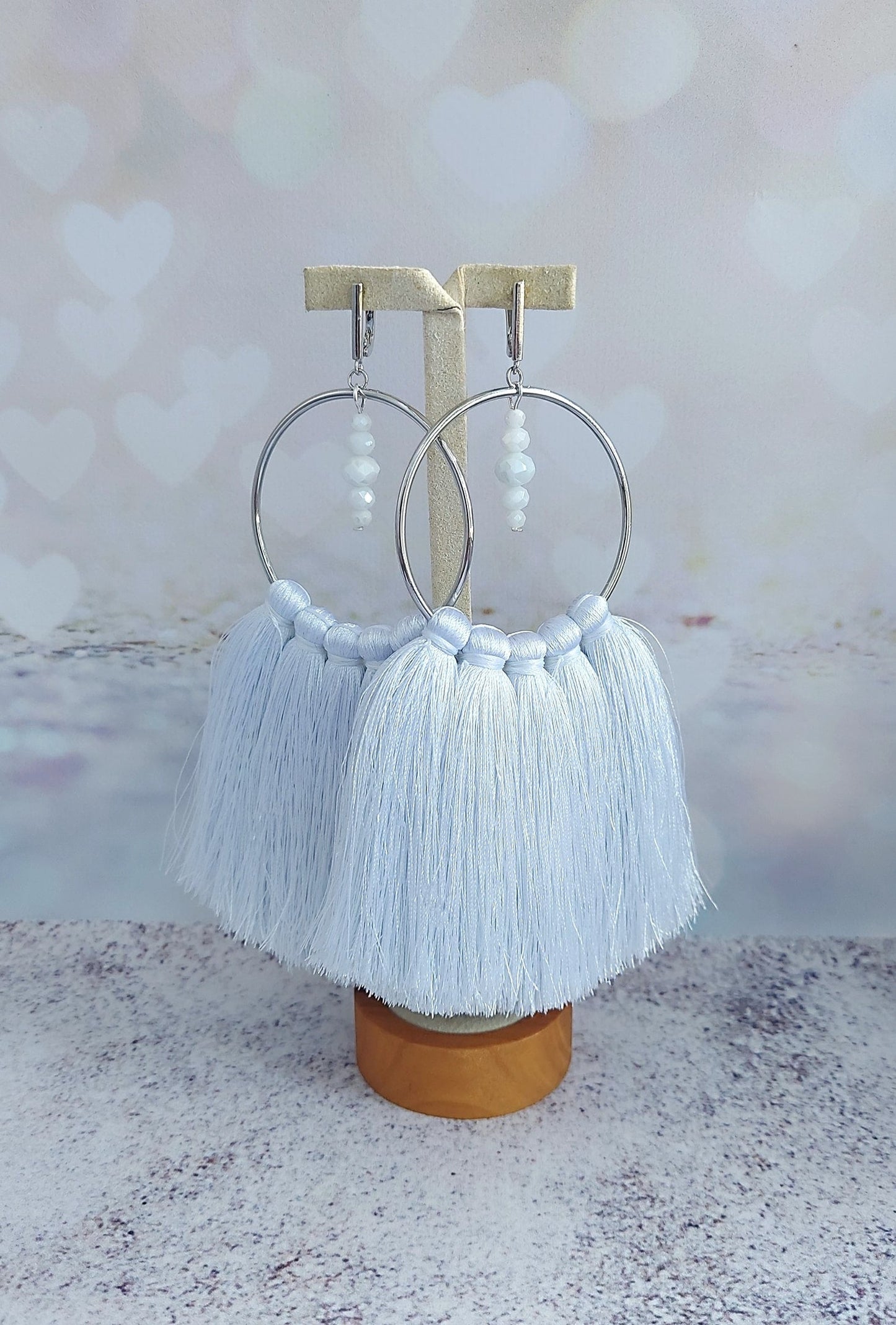 Silk Thread Jewelry Alloy Earrings With Rings And Tassel Pendants