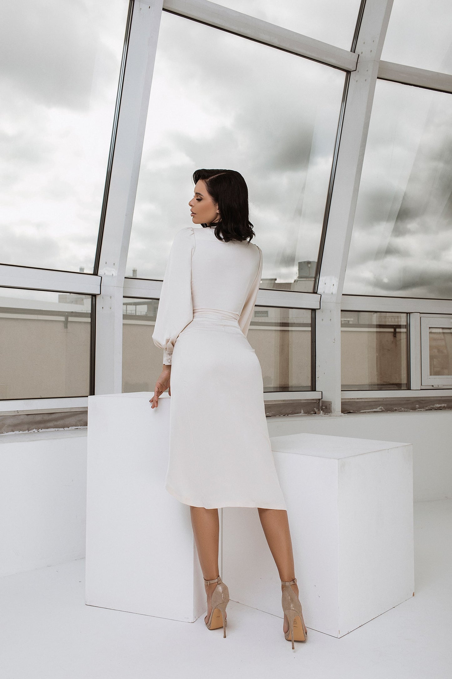 Wrap Long Sleeve Midi Dress