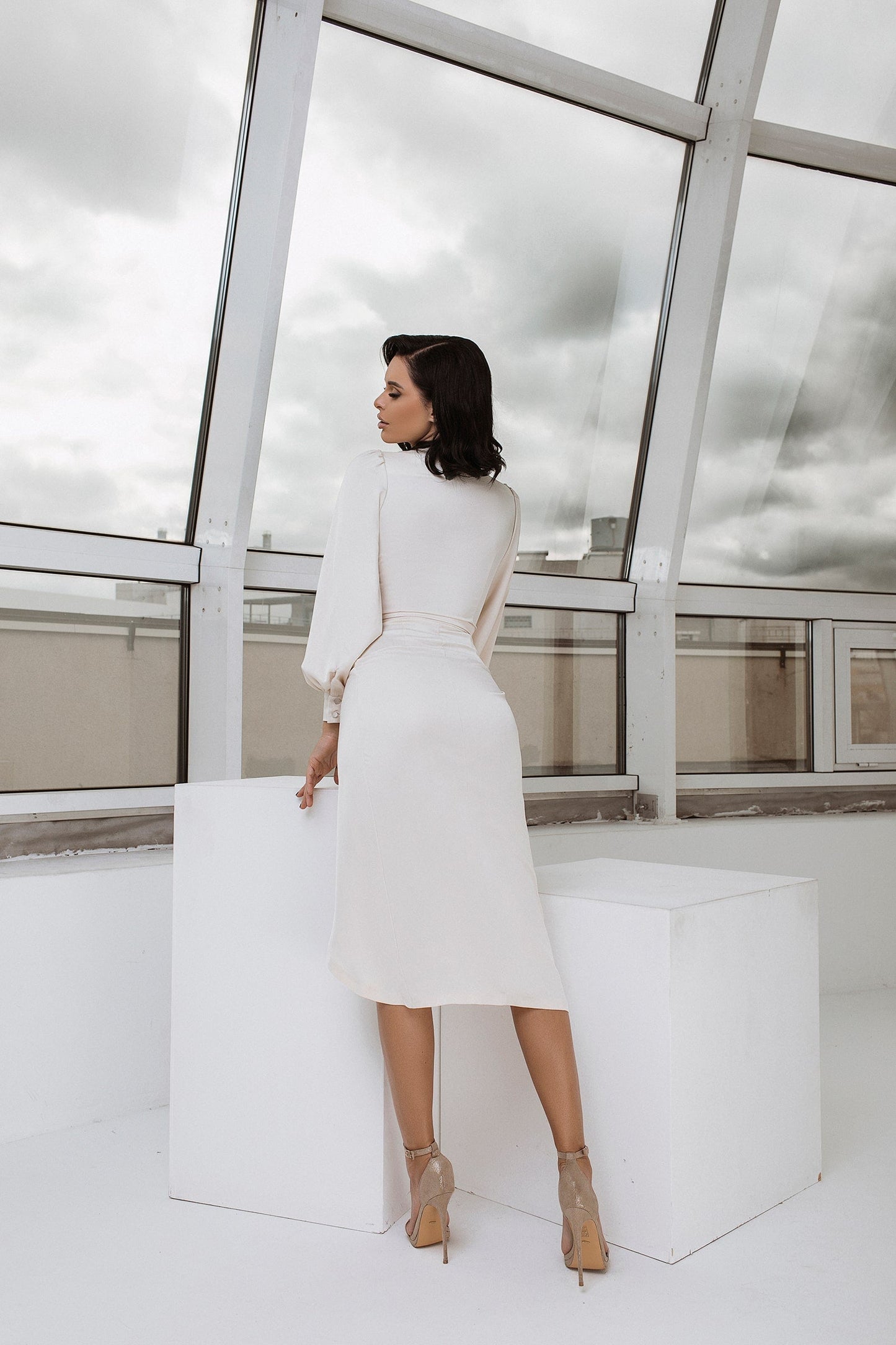 Wrap Long Sleeve Midi Dress