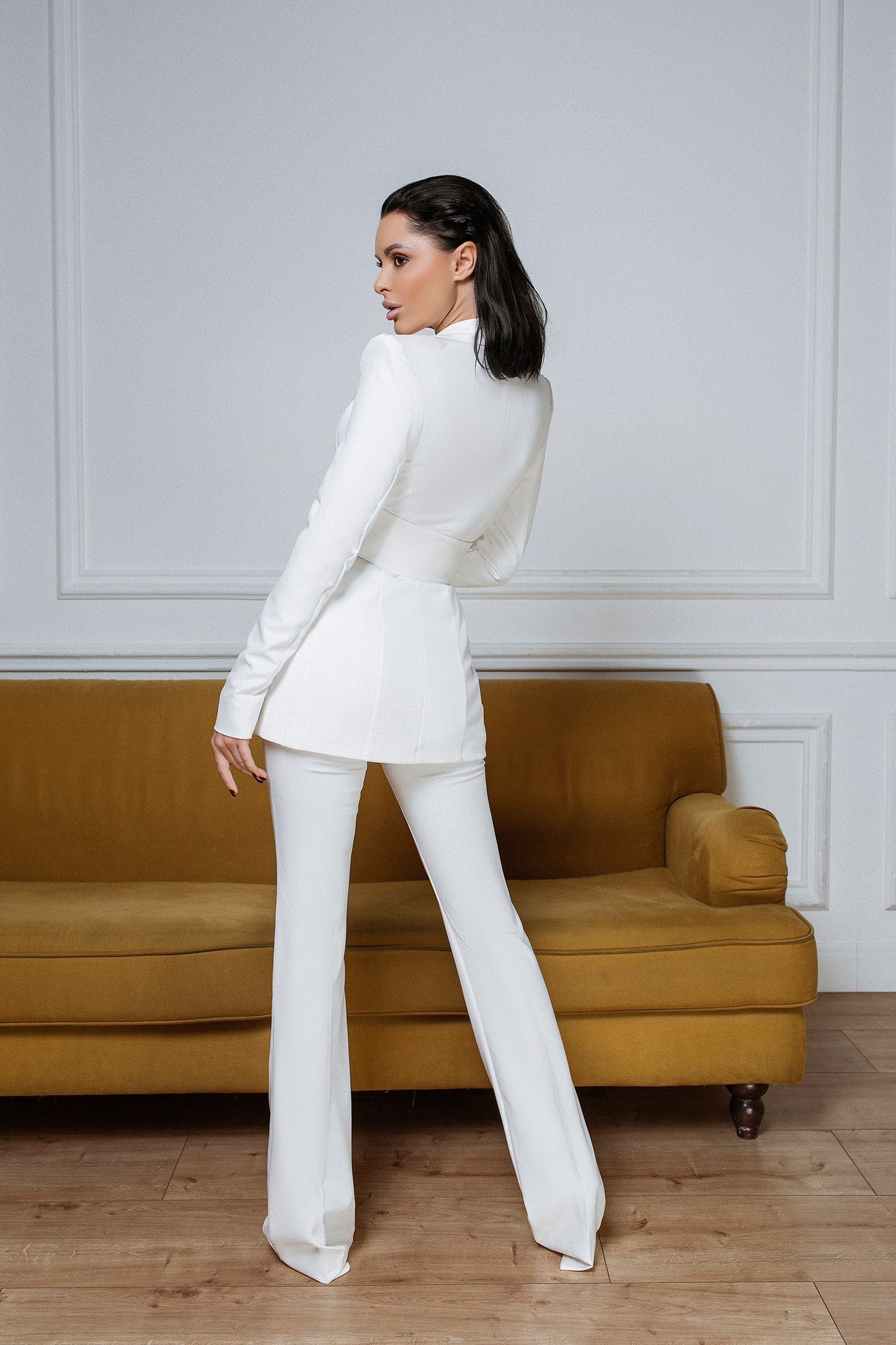 2-Piece Formal Pantsuit With Deep V Jacket