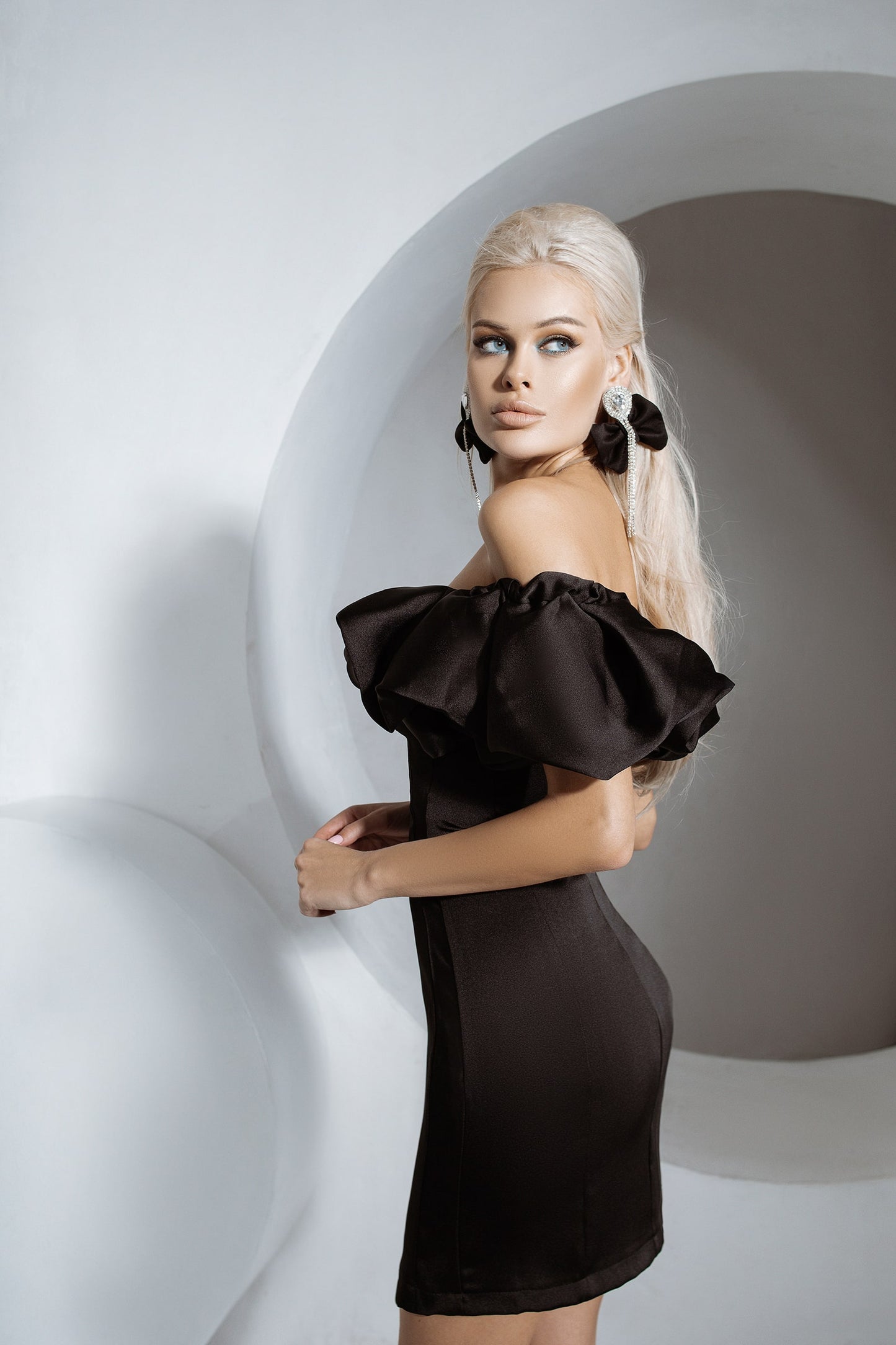 Satin Mini Dress with Short Sleeve