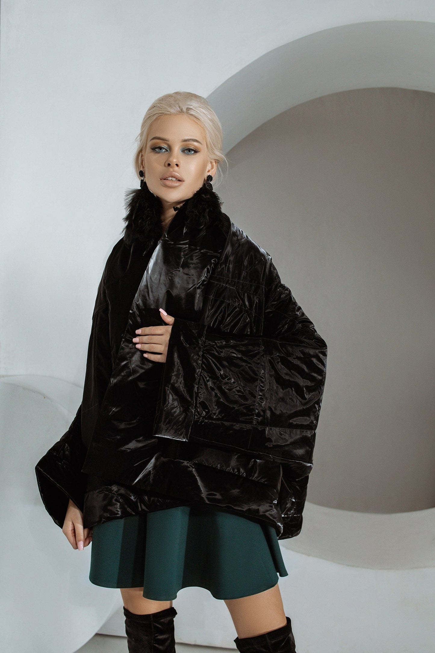 Satin Cloak Jacket Long Sleeve