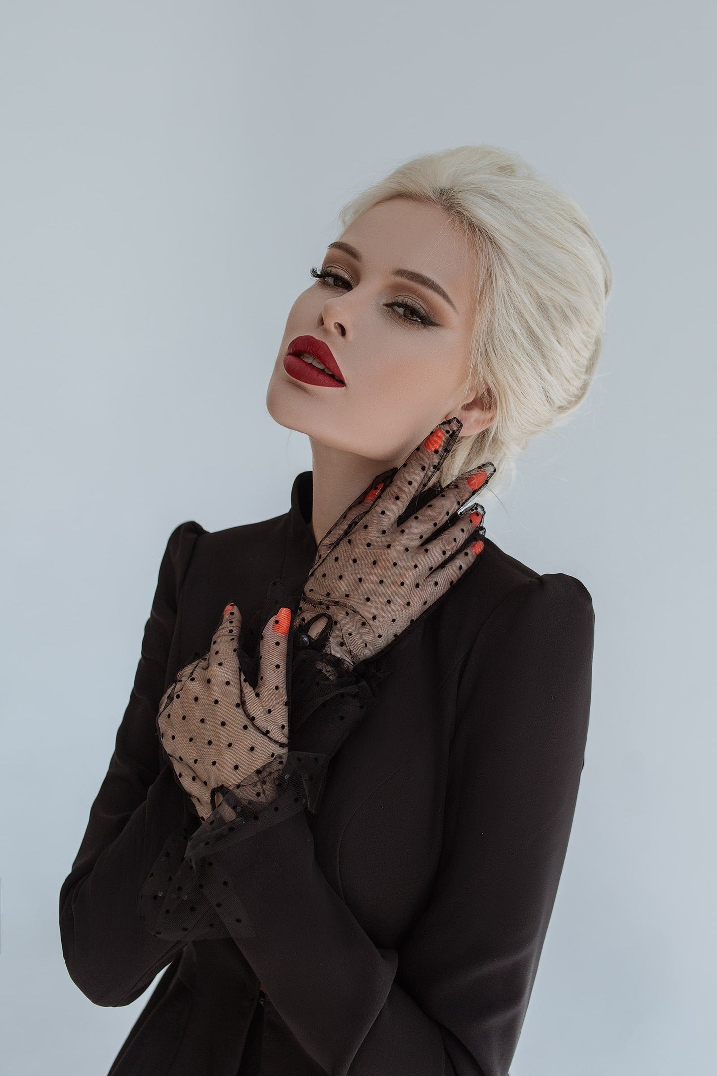 2-Piece Formal Pants Suit with Peplum Deep V-Jacket