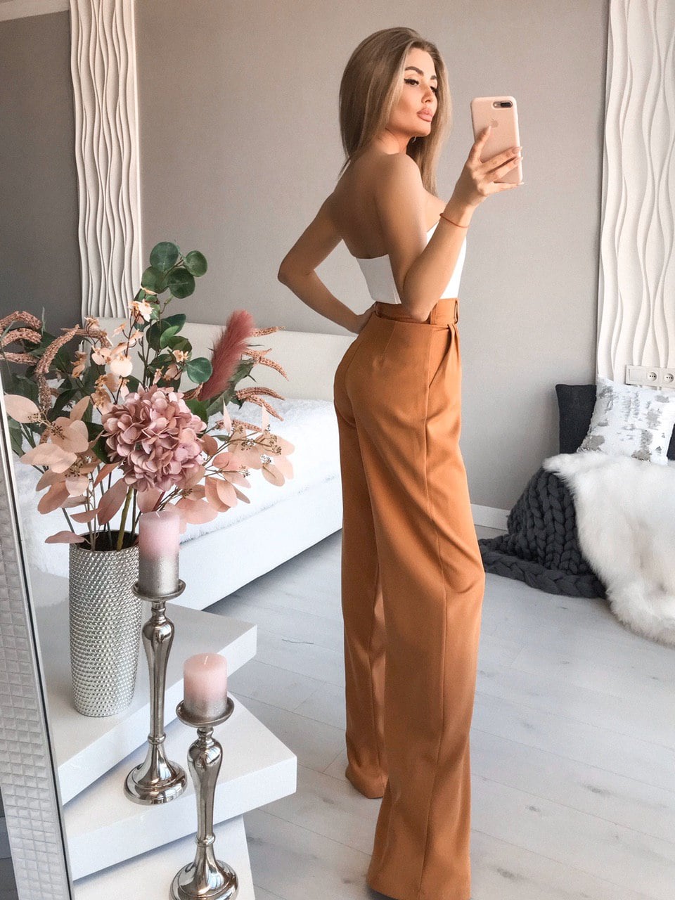 Waist Fitted Palazzo Pants