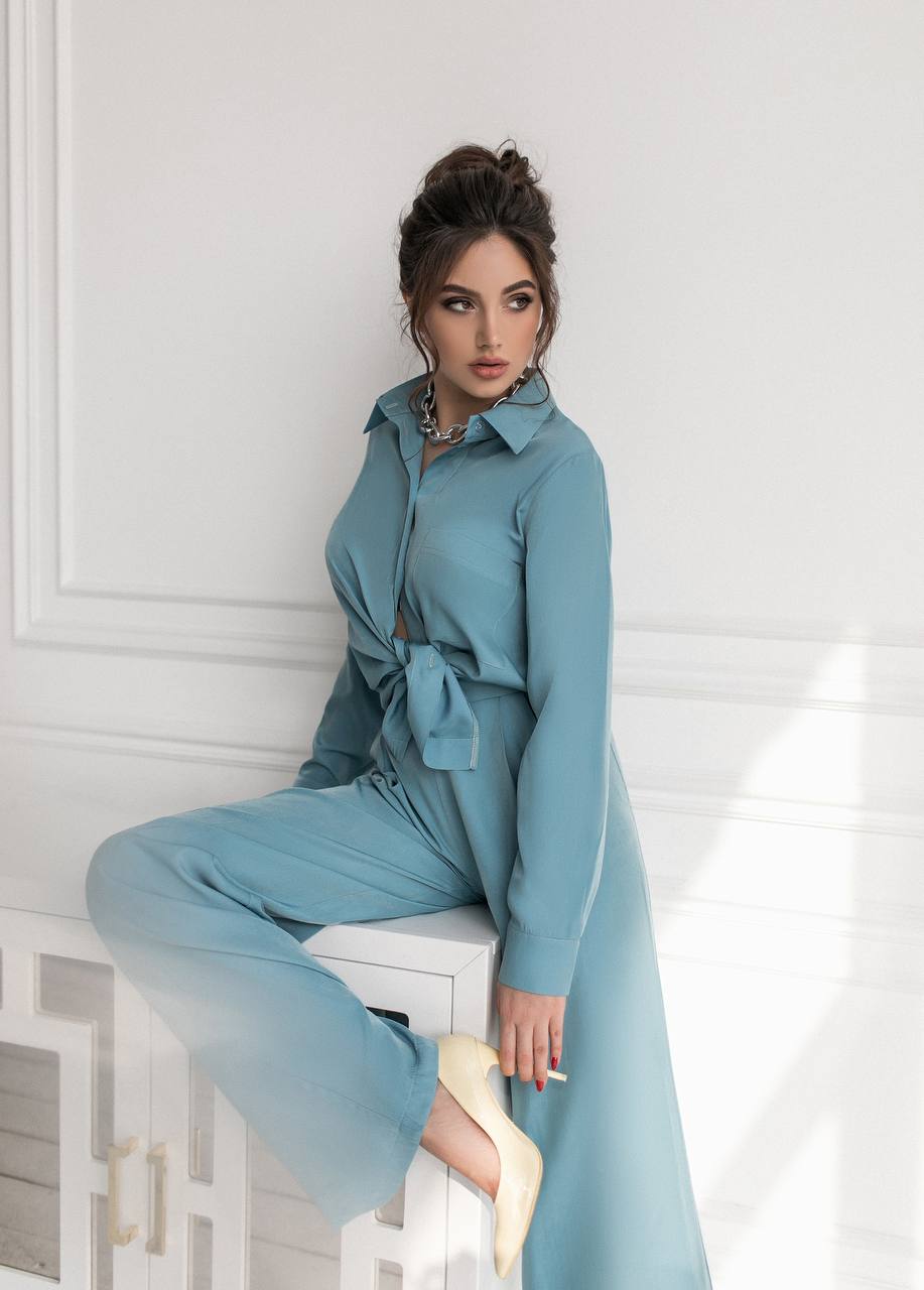 Shirt & High Waist Pants 2-Piece Set