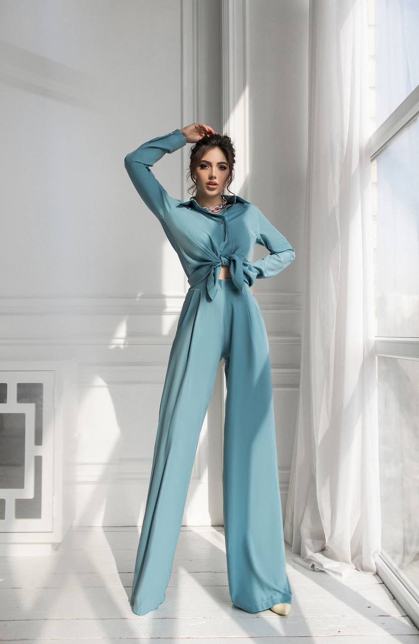 Shirt & High Waist Pants 2-Piece Set