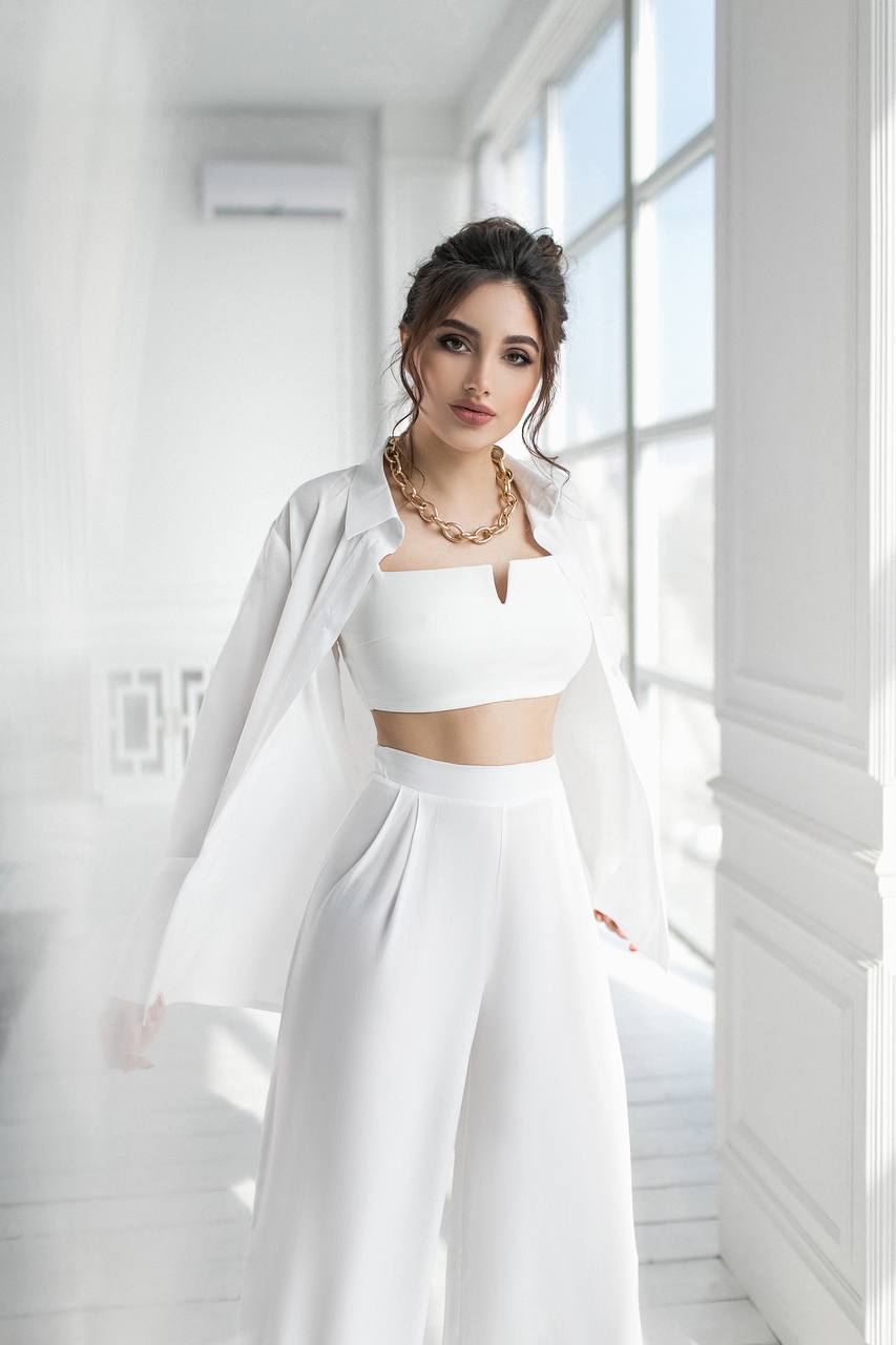 Shirt & High Waist Pants 2-Piece Set