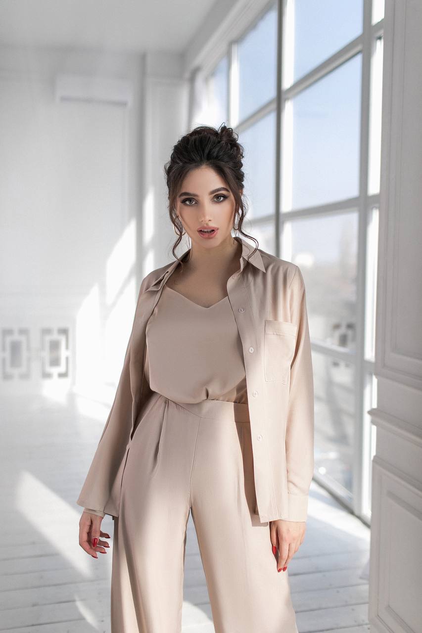 Shirt & High Waist Pants 2-Piece Set