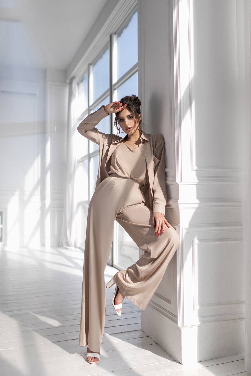 Shirt & High Waist Pants 2-Piece Set