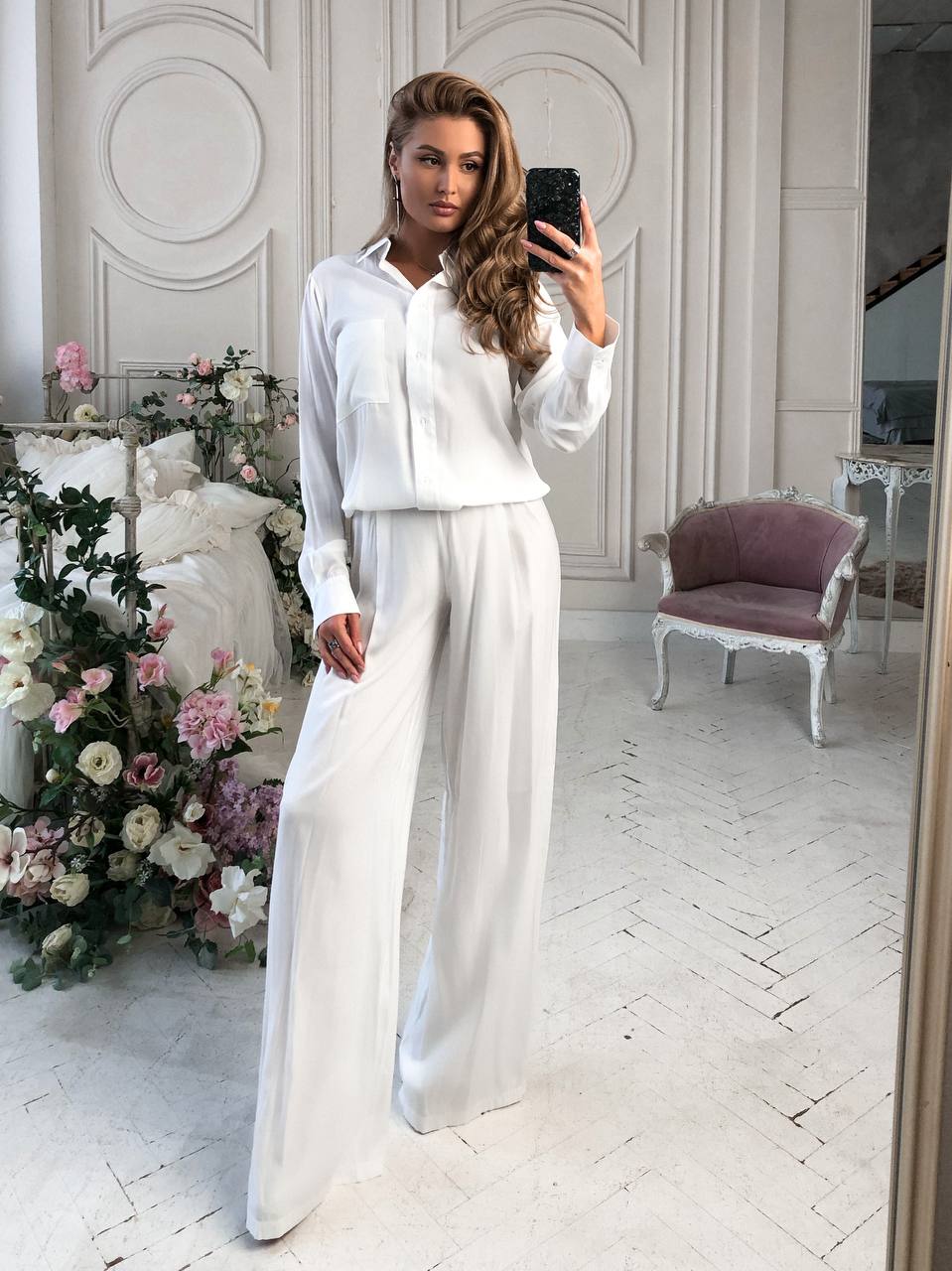 Shirt & High Waist Pants 2-Piece Set