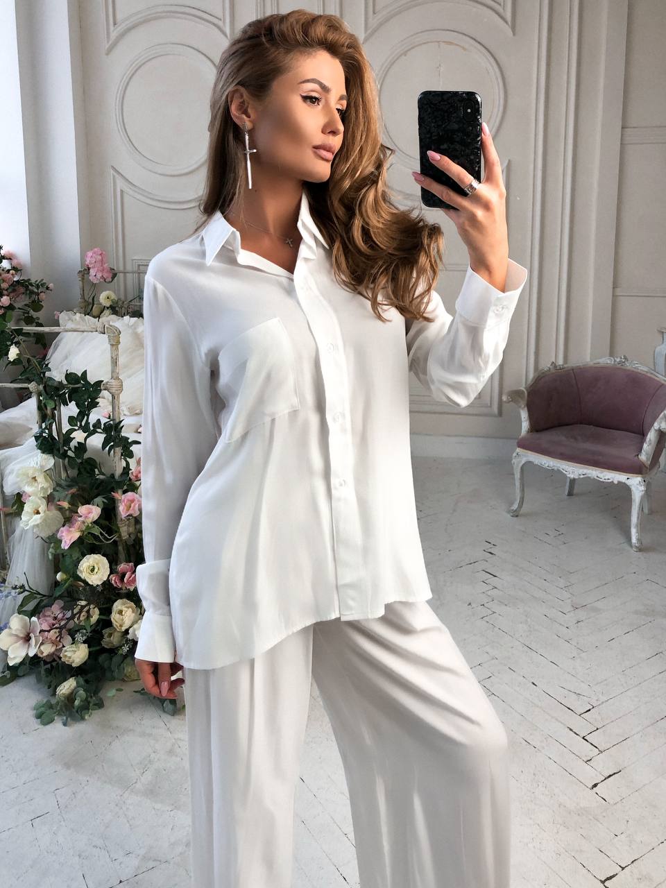 Shirt & High Waist Pants 2-Piece Set